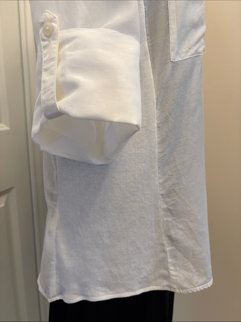 Ann Taylor Off-White Semi-Sheer Silk Blouse size 8 - Picture 5 of 14